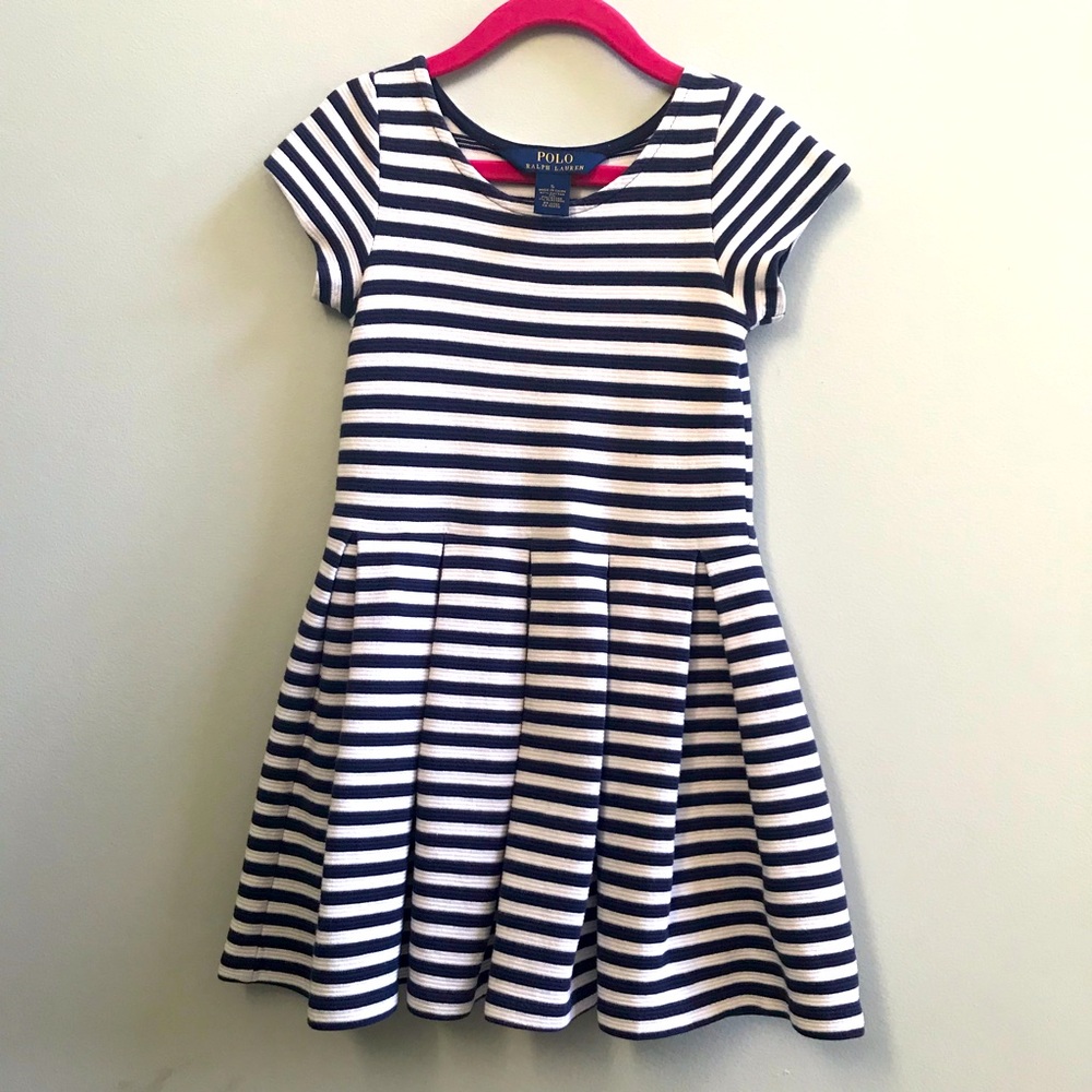 Ralph Lauren white and blue striped dress, size 5.
